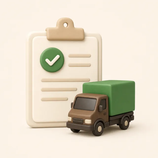 Verified delivery document and cargo truck